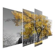 Kit Placa Decorativa Sala Quarto Árvore Da Vida Amarela 120cmx60cm