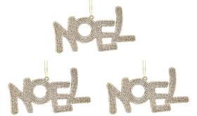 Kit Placa Letras Noel Gliter Champagne 13x7cm 3 Peças - Magizi