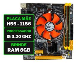 Kit Placa Mãe H55 1156 Com Processador Core I5 3.20ghz + Nfe