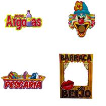 Kit Placa Painel Com 4 Decorações Festa Junina Brincadeira