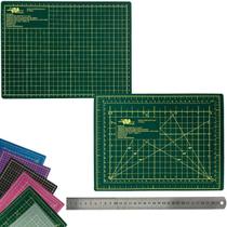 Kit Placa Para Corte Dupla Face Autorregenerativa A4 30cm x 22cm Regua Inox 30cm Artesanato Patchwork Scrapbook Desenho Kit Placa Para Corte Dupla Face Autorregenerativa A4 30cm x 22cm Regua Inox 30cm Artesanato Patchwork Scrapbook Desenho