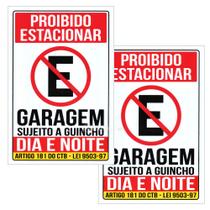 Kit Placa PVC 30x20cm Proibido Estacionar Sujeito a Guincho Alta Durabilidade BOM7521B