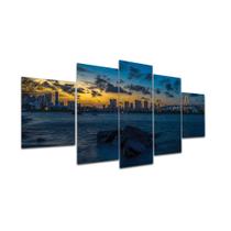 Kit Placa Quadro Decorativo 5pc 3D Borda infinita Night View