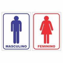 Kit Placa Sinalização Banheiro Feminino Masculino Sanitário COR:FUNDO BRANCO