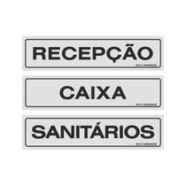 Kit Placa Sinalização Caixa Recepção Sanitário Grupo QI