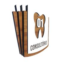 Kit Placa Sinalização Consultório Com 3 Peças MDF 15x13cm