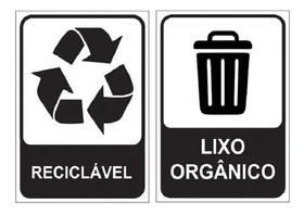 Kit Placa Sinalização Lixo Orgânico E Reciclável 15x20