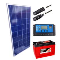 Kit Placa Solar 155w Controlador 10a Lcd Bateria 115ah - Monocristalino