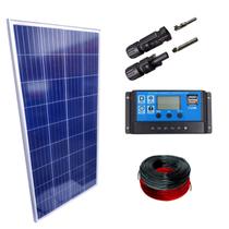 Kit Placa Solar 155w Controlador 10a Lcd Cabos - Monocristalino