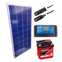 Kit Placa Solar 155w Controlador 20a Lcd Bateria 70ah - Monocristalino - 60Hz Energias