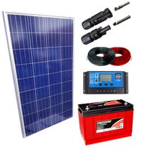 Kit Placa Solar 280w Controlador 20a Lcd Bateria 115ah Cabos - 60Hz Energias
