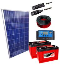 Kit Placa Solar 340w Controlador 10a Lcd Bateria 115ah Cabos - 60Hz Energias
