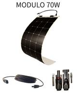 Kit Placa Solar Monocristalino Flexível 70w + 6m cabo