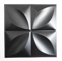 Kit Placas 3D Decorativa Preta 20 Peças Pétalas Flor Revestimento Plástico PVC Auto Relevo