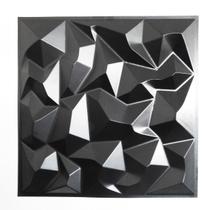 Kit Placas 3D Preta Painel Decorativo 10 Peças Diamante Alpes Revestimento PVC Auto Relevo 50x50