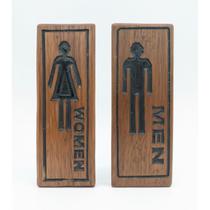 Kit Placas Banheiro Masc e Fem Madeira Artesanal Kit Placas Banheiro Masc e Fem Madeira Artesanal