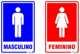 Kit Placas Banheiro Masculino Feminino - 2 30x20 - Afonso Sinalizações