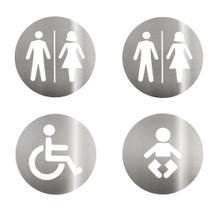 Kit Placas Banheiro Unissex Cadeirante Trocador Inox Biovis Kit Placas Banheiro Unissex Cadeirante Trocador Inox Biovis