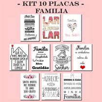 Kit Placas Com Frases Bonitas Família Amigos Lar doce Lar 13x20 10 Unidades