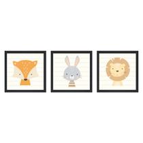 KIT Placas com Moldura Infantil Quarto Bebê Animais Safari KIT Placas com Moldura Infantil Quarto Bebê Animais Safari