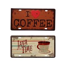 Kit Placas Decoração I Love Coffee E Java Time Café Vintage