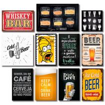 Kit Placas Decorativas Bebidas Frases Mdf - 11 Placas