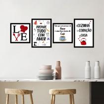 Kit Placas Decorativas Cozinha Love Moldura Preta Kit Placas Decorativas Cozinha Love Moldura Preta