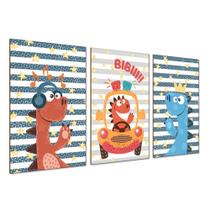 Kit Placas Decorativas Infantil Dinossauro Kids 20X30 3 pçs