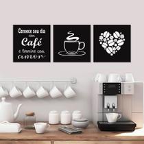 Kit Placas Decorativas para Cozinha. Comece seu dia com café...