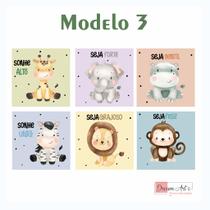 Kit Placas Decorativas Pra Quarto Infantil / Bebê - TEMA SAFARI - 20x28cm