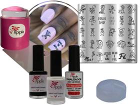 Kit Placas e Carimbo Para Decoração de Unhas Smilinguido.