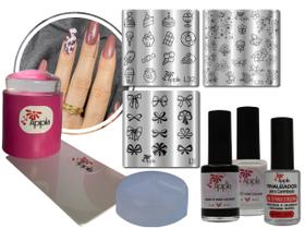 Kit Placas E Carimbos para Decoração de Unhas De Unhas Apipila Coleção L