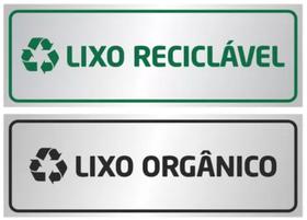 Kit Placas Lixo Reciclável - Lixo Orgânico em Alumínio - 29x10cm