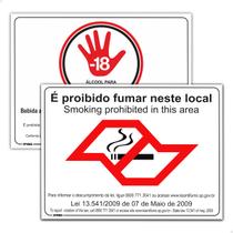 Kit Placas Proibido Venda Bebida Menores Lei Aviso Não Fumar