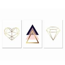 Kit Placas Quadros 3 Peças Mdf 20x30 Joia Coração