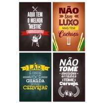 Kit Placas Quadros Cervejas Bebidas Mdf 4 pçs 20x30 cm