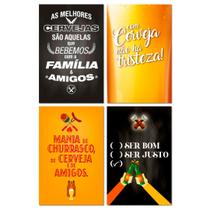 Kit Placas Quadros Cervejas Frases Bebidas 4 pçs 20x13 cm