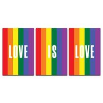 Kit Placas Quadros Decorativos 3 pçs 20x30 amor é amor