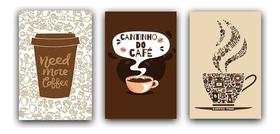 Kit Placas Quadros Decorativos 3 Pçs 20x30 Cantinho Café