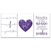 Kit Placas Quadros Decorativos 3 pçs 20x30 Coração Cores Kit Placas Quadros Decorativos 3 pçs 20x30 Coração Cores