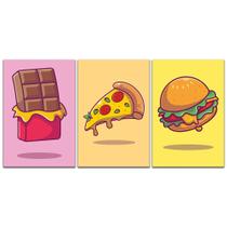 Kit Placas Quadros Decorativos 3 pçs 20x30 Fast Food