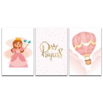 Kit Placas Quadros Decorativos 3 pçs 20x30 Infantil Menina