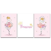Kit Placas Quadros Decorativos 3 pçs 20x30 Infantil Menina
