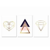 Kit Placas Quadros Decorativos 3 pçs MDF 20x30 Joia Coração Kit Placas Quadros Decorativos 3 pçs MDF 20x30 Joia Coração
