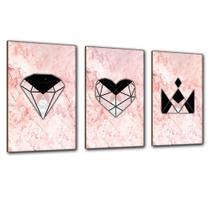 Kit Placas Quadros Decorativos 3 pçs MDF 20x30 Rosa Formas Kit Placas Quadros Decorativos 3 pçs MDF 20x30 Rosa Formas