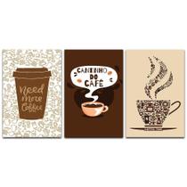 Kit Placas Quadros Decorativos 3 Peça 20x30 Cantinho Do Café