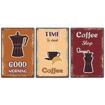 Kit Placas Quadros Decorativos 3 Peças 20x30 Café Fazenda Kit Placas Quadros Decorativos 3 Peças 20x30 Café Fazenda