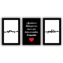 Kit Placas Quadros Decorativos 3Pçs 20X30 Deus Amor Gratidão - ARTE NA ARTE