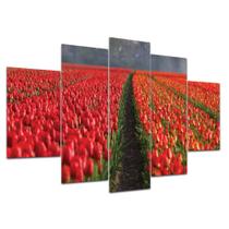 Kit Placas Quadros Decorativos 5 pç 3D Borda infinita Rosas