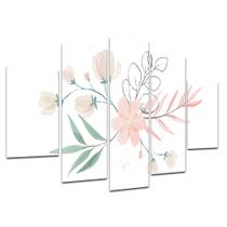 Kit Placas Quadros Decorativos 5 pçs 3D Borda infinita Flor